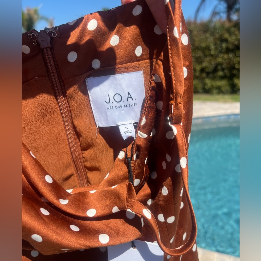 J.O.A. Rust Brown Polka Dot Slip Dress NWT size small - Picture 8 of 10